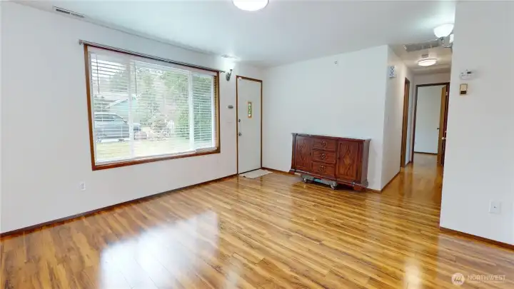 The living room is open and bright