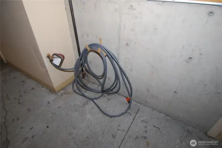 Water hose in garage