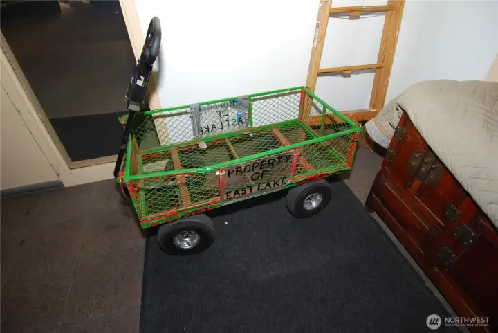 Complimentary cart for moving or groceries.