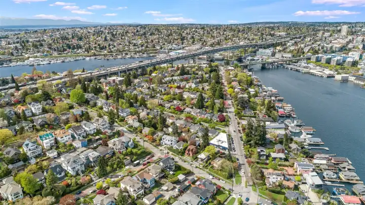 Looking North towards Hiram Chittenden locks and University of Washington campus photo credit Henry Shim.
