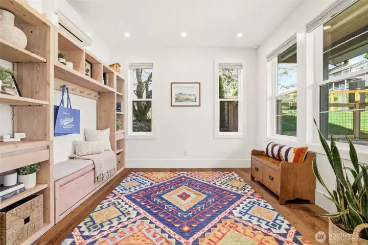 Spacious entry with custom built-ins