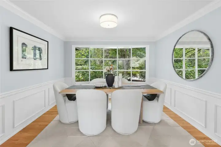 Lovely dining room adjacent to the living room.