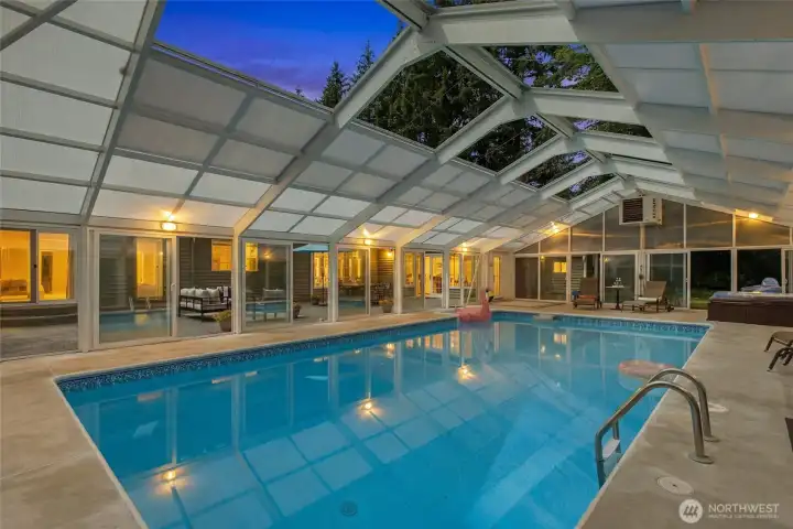 Pool is approx. 9-10' deep at the far end.