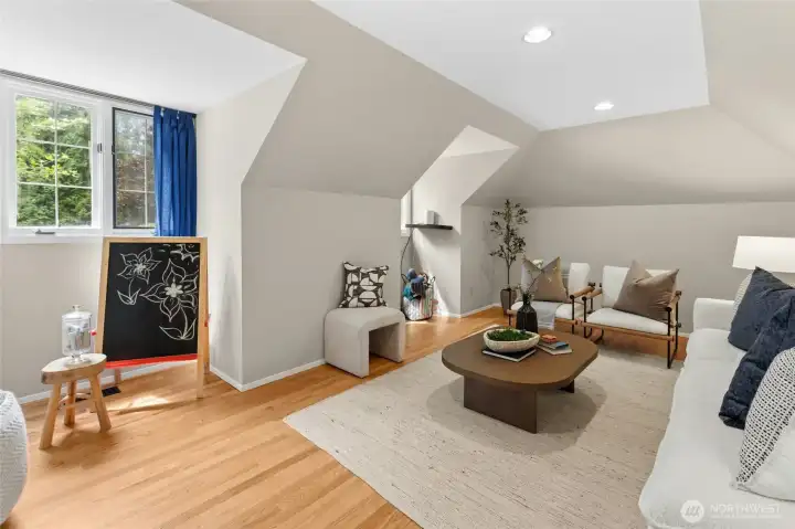 Spacious bonus room. Bonus attic space adjacent perfect for storage.