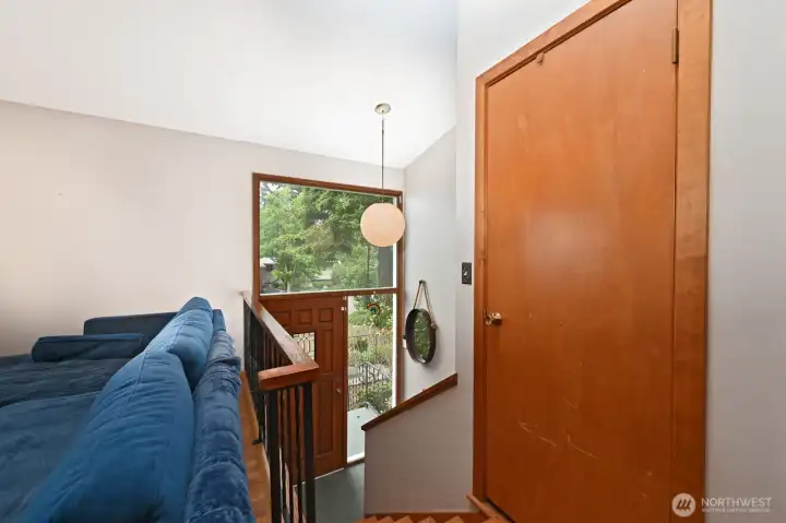 Entry to this mid-century split-level. Entry to this mid-century split-level.