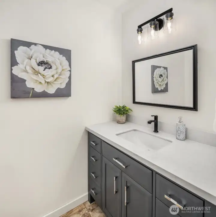Powder room on main level. Powder room on main level.