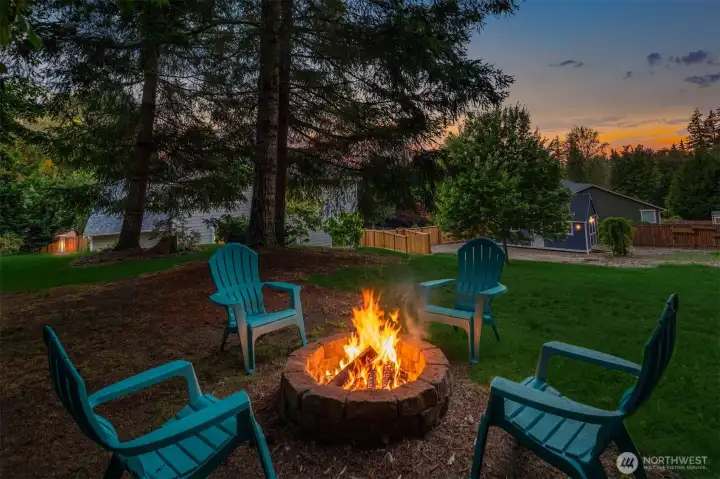 Get the bonfire started up and relax outside with your favorite people. Get the bonfire started up and relax outside with your favorite people.