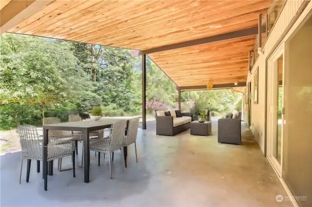 Virtually staged fantastic covered back patio!