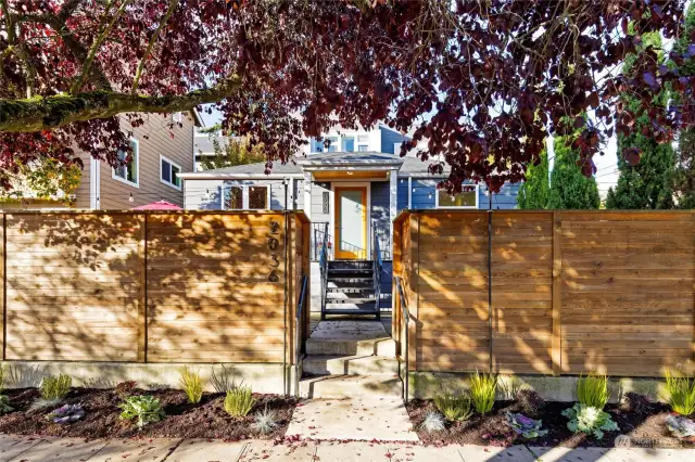 Beautiful low-maintenance landscaping. Fully fenced, private patio with garden space.