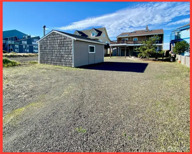 Detached 1-car garage with shop space.