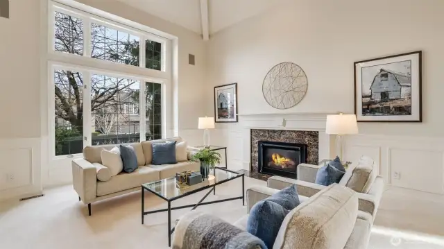 Large window lends to the palatial elegance of the living room.