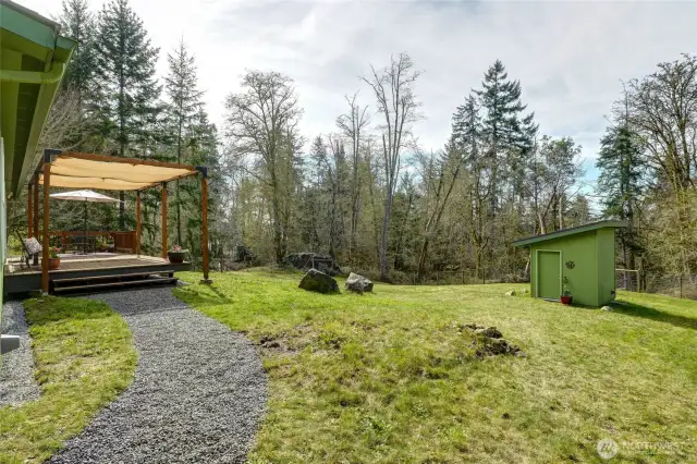 The well pump house offers extra space for storing garden tools and other essentials.