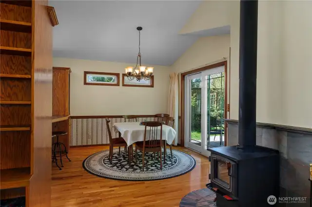 Cozy wood burning stove.