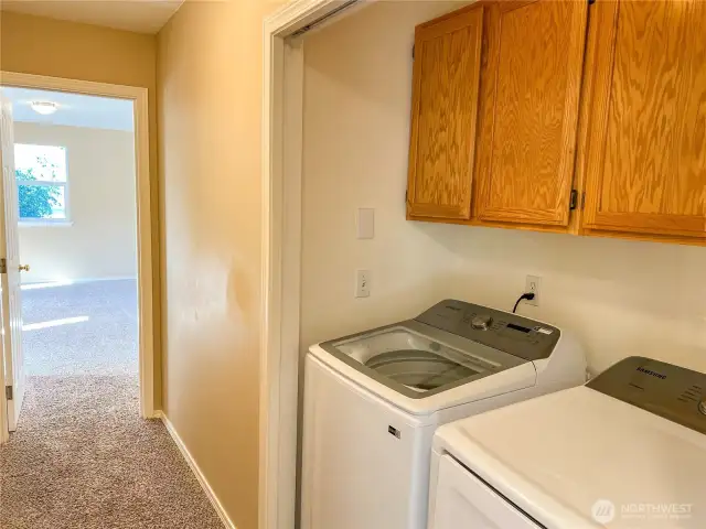 Less than 2 year old washer & dryer.  Door to bonus room.