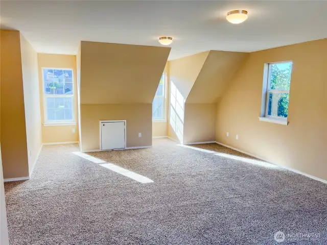 Three of the five windows in the humongous bonus room.