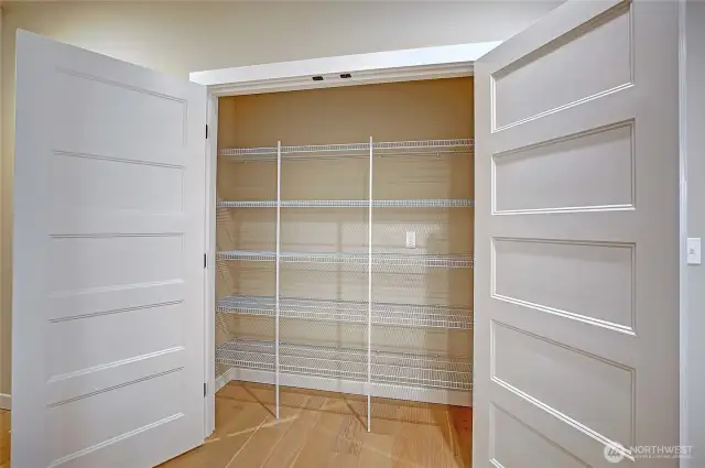 Just off of the kitchen is a full cabinet for pantry or storage.