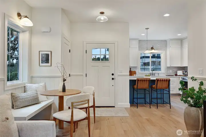 Flow easily from the living room to the dining area to the kitchen.