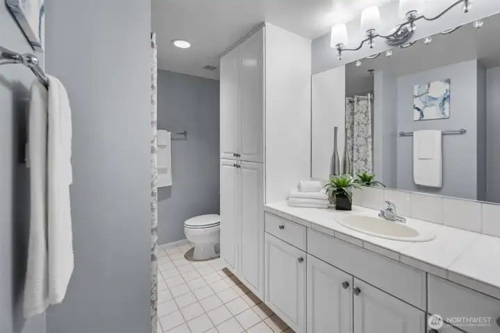 Well-appointed full bathroom conveniently located near the secondary bedroom.