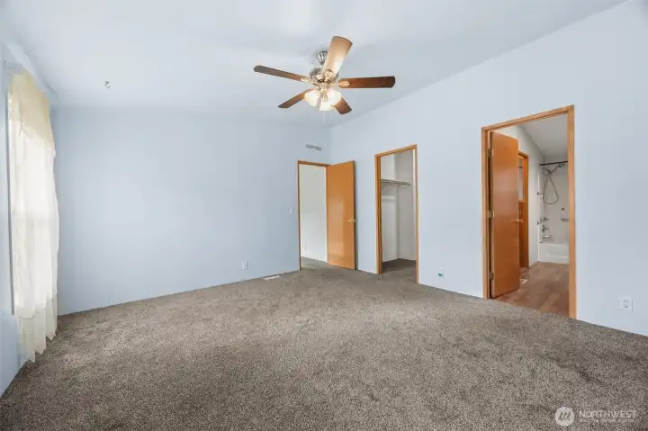 Spacious master bedroom with massive walk-in closet.
