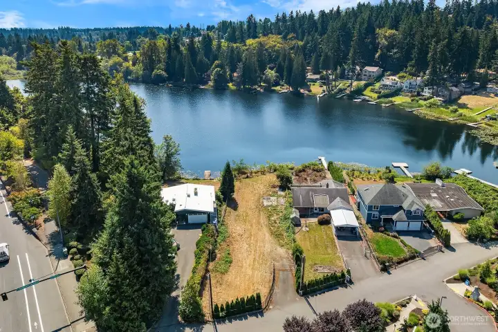 View of waterfront lot and Lake Boren in the distance.