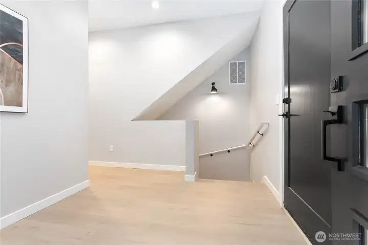 Main level entry. Access to garage is through door on the left.