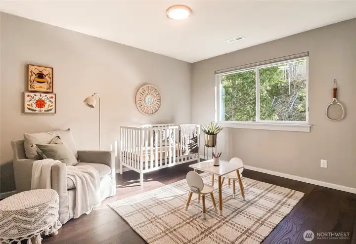 Fourth bedroom with beautiful, peaceful backyard views.