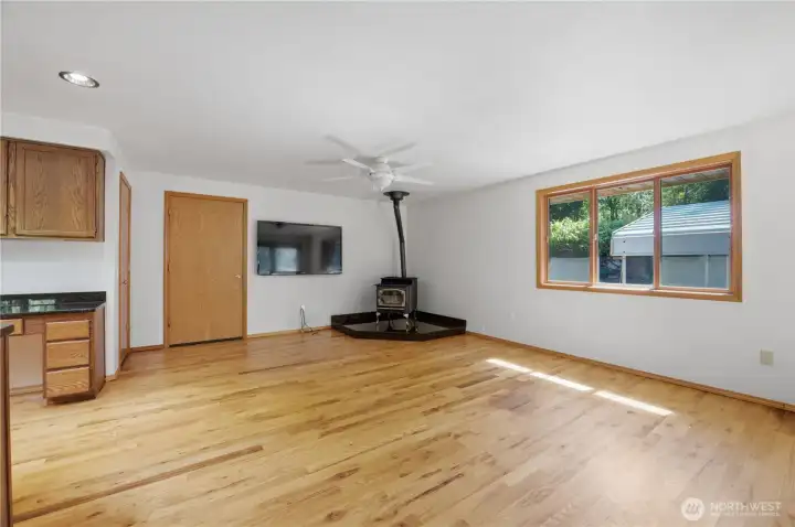 Huge family room area & pellet stove