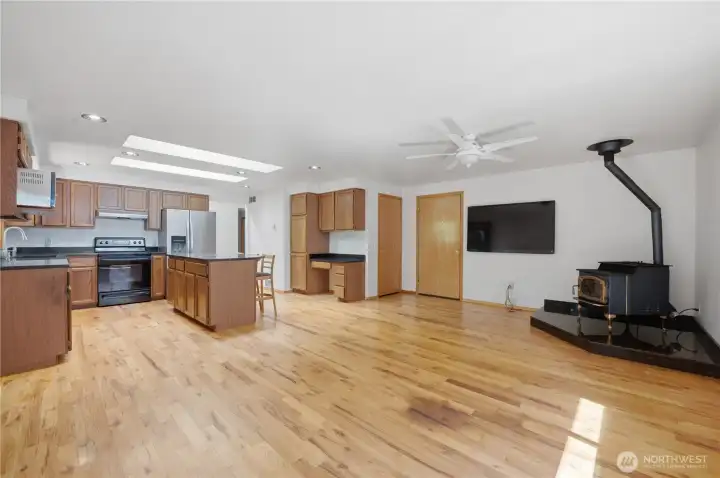 Family room & kitchen are a very large area together!