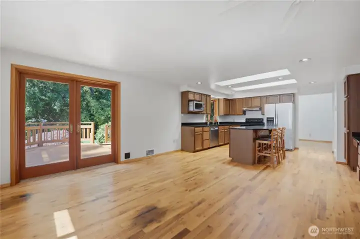 French doors out to the deck off the family room