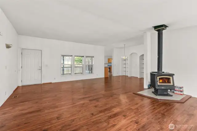 Living room, wood burning stove