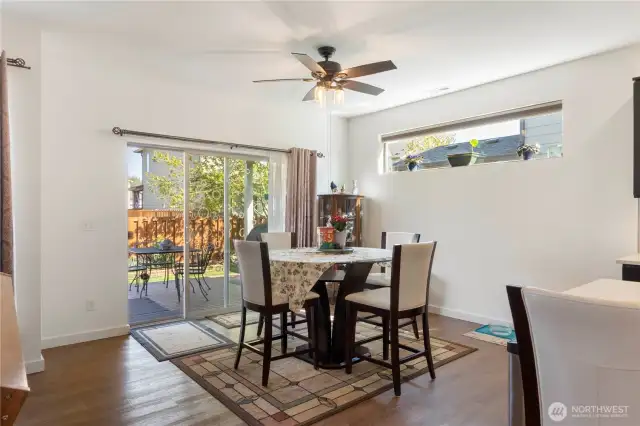 Bright, open dining space.
