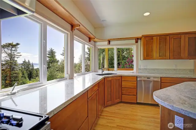Kitchen with Eating Space and a View