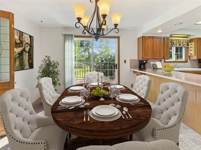 Virtually staged dining room.