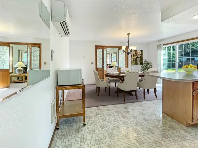 Virtually staged dining room.