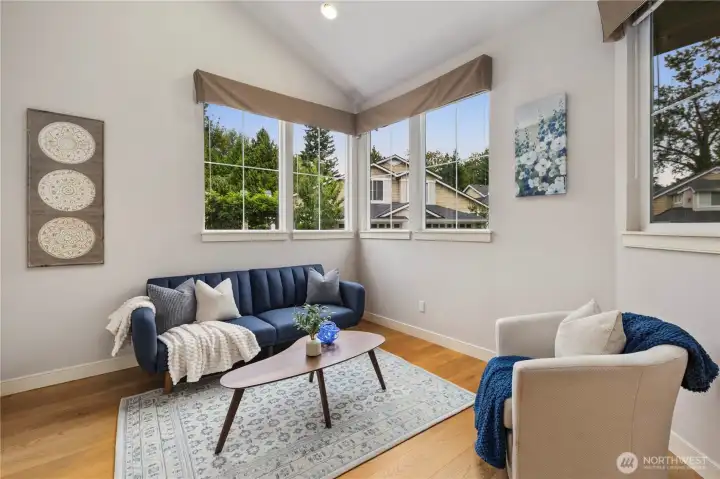 On your right as you enter is a lovely space for entertaining or relaxing.