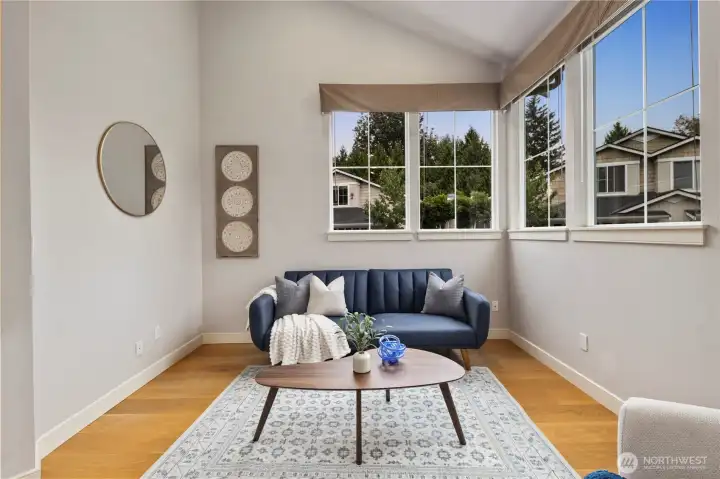Enjoy hardwood floors and high-end finishes throughout with newer paint.
