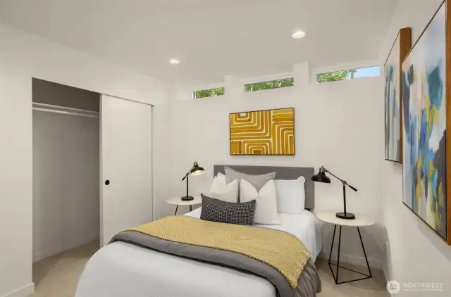 Lower level features a flex space and bedroom with a full bath.