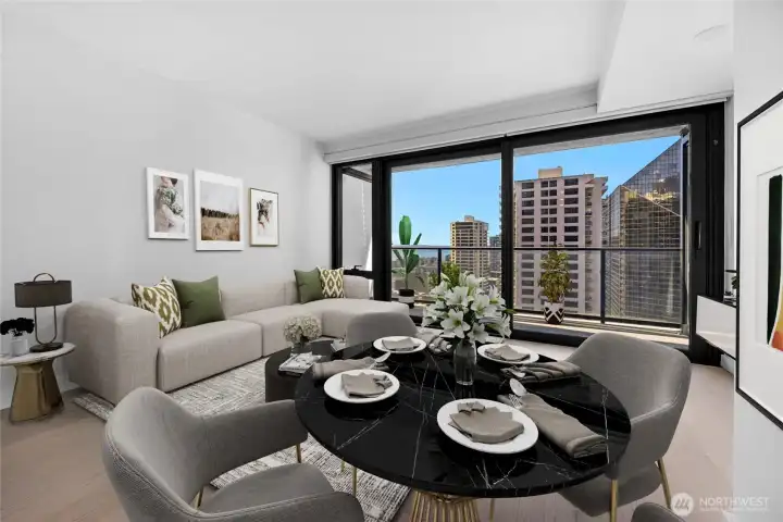 Virtually staged living room