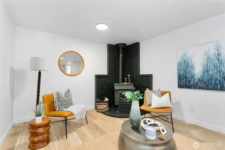 Pellet stove for lots of cozy.