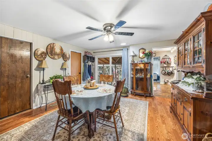 Dining Room looking towards sliding glass window and deck