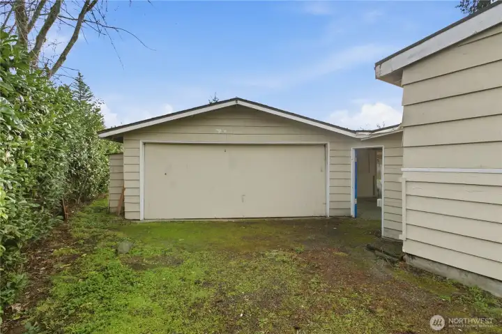 Separate garage provides convenience and flexibility.