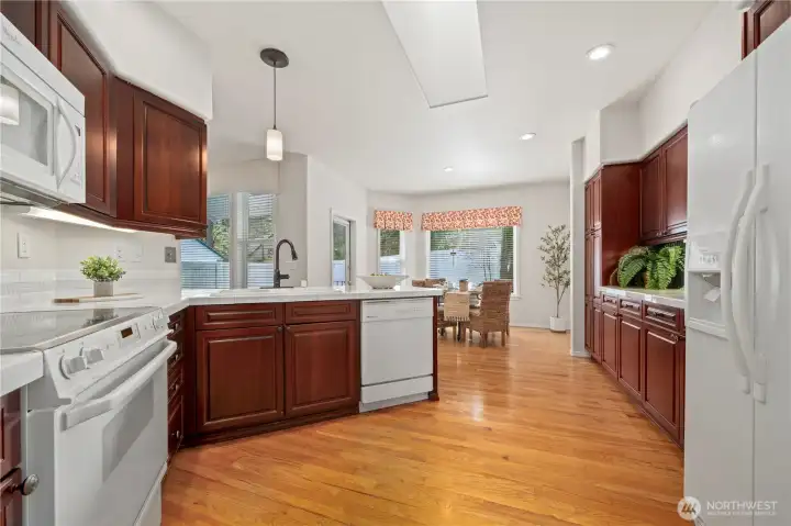 A skylight adds even more natural light.
