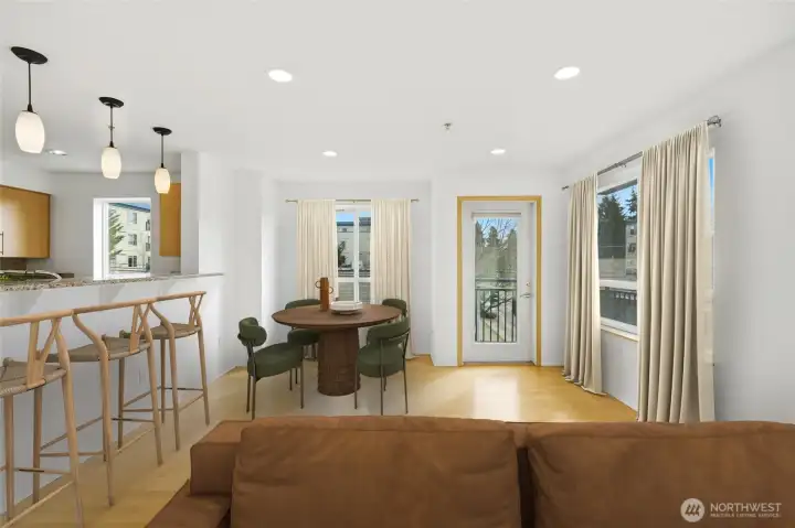 As a corner unit, it offers added privacy along with expansive territorial views that stretch out beyond the neighborhood.