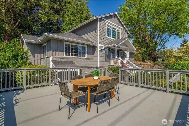 Deck for relaxing above the garage.