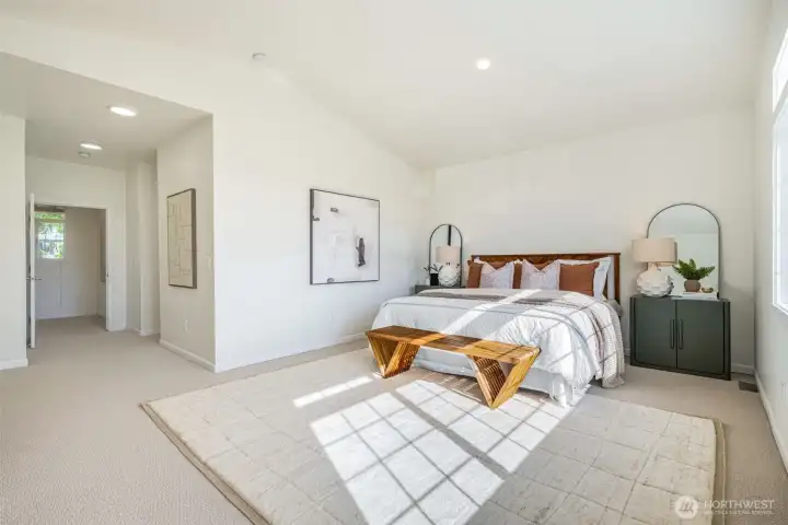 Spacious primary suite on the second floor.