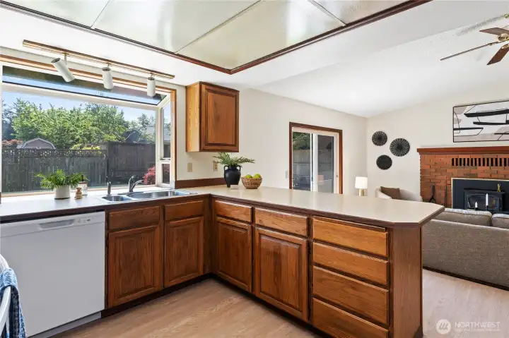 Kitchen facing the family room area.