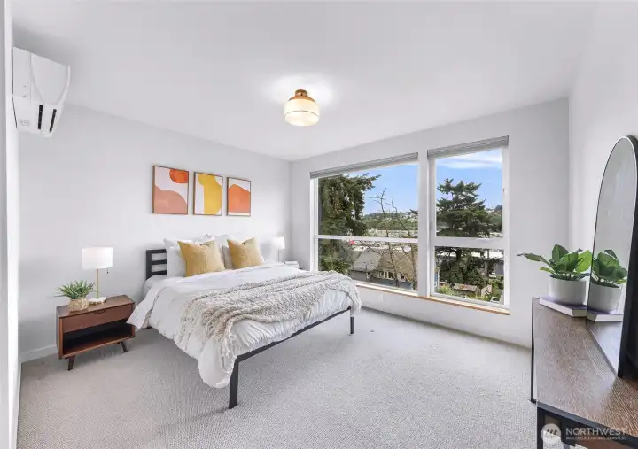 Primary suite fits a king bed and more