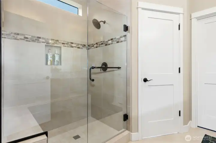 Tile-Surround, Frameless Glass Walk-in Shower