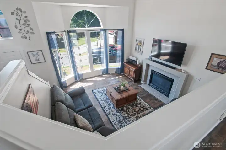 From the kitchen and adjacent eating area is a view of the living room and front doorway. From the kitchen and adjacent eating area is a view of the living room and front doorway.