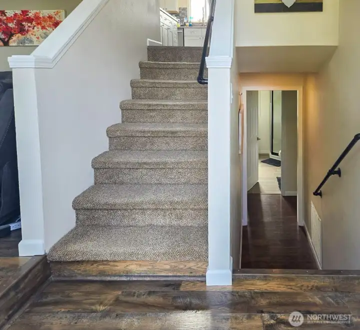 As you head down the stairway to the lower level you can see the... As you head down the stairway to the lower level you can see the...